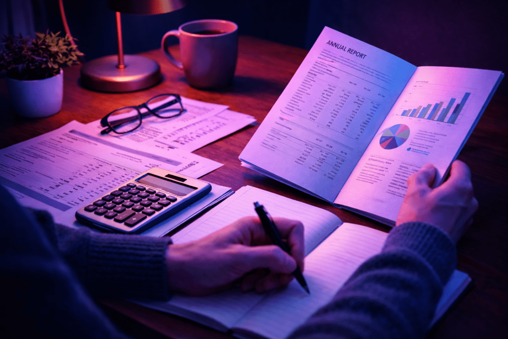 Investorenanalyse bei Neonbeleuchtung